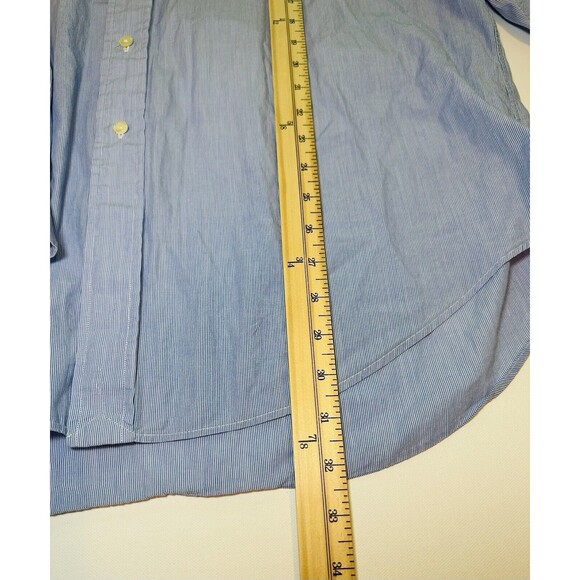 Ralph Lauren Yarmouth Blue Striped Long Sleeve Button Up Shirt Men's 17-34 - Picture 13 of 14